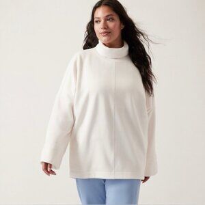 NWT ATHLETA Cozy Karma Funnel Neck Sweater Size XL Cream White Ivory Fleece